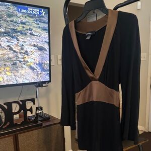 INC International Concepts Black Dress with Brown Details